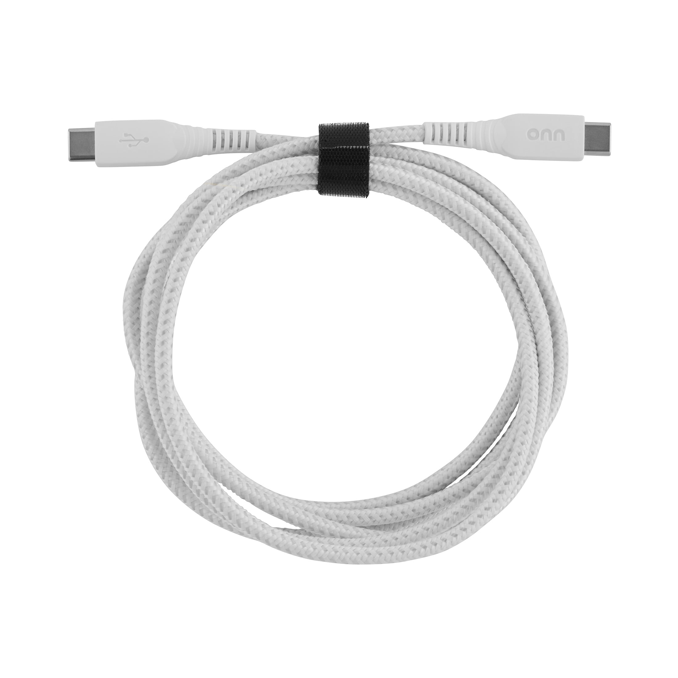 (5 pack) onn 6ft USB-C to USB-C Braided Charging Cable, Fast Charging,USB-IF Certified, White