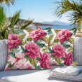 thumbnail image 3 of Throw Pillow Covers 20x20 Inch Set of 2, Pink Floral Waterproof Outdoor Pillow Covers, Watercolor Flowers Leaves Plants Watercolor Decorative Cushion Pillowcases for Couch, Sofa, Bed, Garden, Patio, 3 of 9
