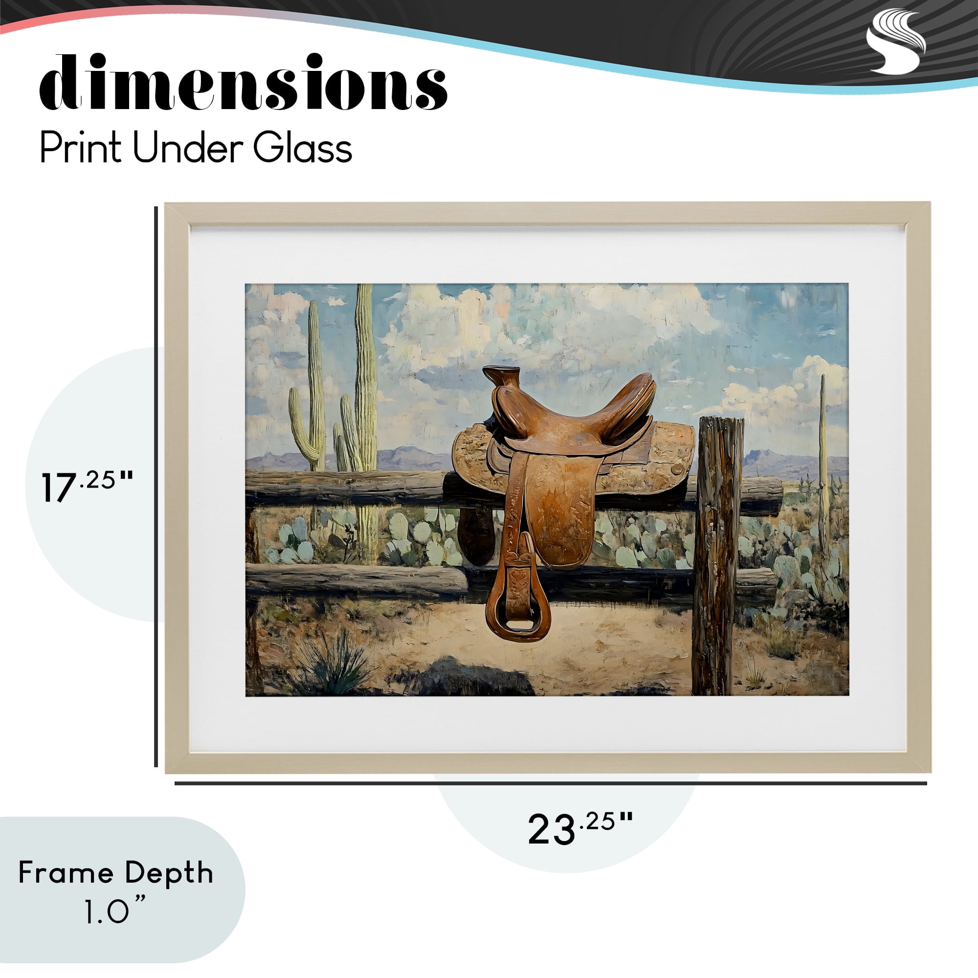 Stupell Industries Saddle on Desert Fence Birch Framed Print Under Glass, design by Franklyn Gregory
