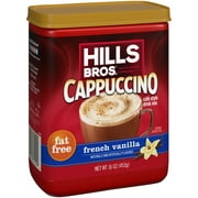 (2 pack) (2 Pack) Hills Bros. Fat Free French Vanilla Cappuccino Instant Coffee Mix, 16 Ounce Canister