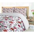 thumbnail image 5 of Ambesonne Flower Duvet Cover Set, Romantic Magnolia Nature, 2-Calking, White Red Pink, 5 of 7