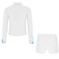 thumbnail image 3 of TiaoBug Kids Girls Figure Ice Skatinhg Gym Workout Tracksuit Long Sleeve Zipper Sweatshirt and Short Set White 8, 3 of 6