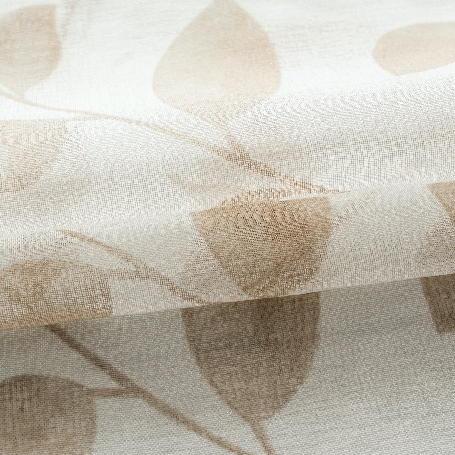 Leaf Vine Leaf Printed Sheer 76" x 96" Window Panel Pair in Linen