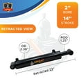 thumbnail image 3 of 2x14 Hydraulic Cylinder - 2 Bore 14 Stroke Double Acting Welded Cross Tube Hydraulic Cylinder 3500 PSI, 3 of 7