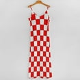 thumbnail image 5 of Red And White Checkerboard Sleeveless Dress Women's Evening Dress Womans Clothing, 5 of 9