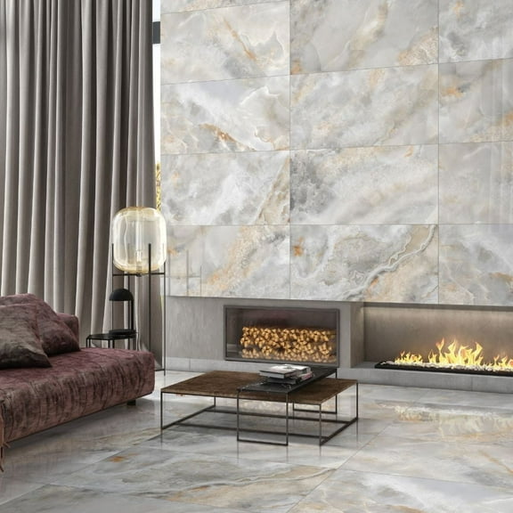 The Tile Life Starlight Ember Beige Polished Porcelain Floor & Wall Tile, 4 x 4 in, 1-Piece Sample