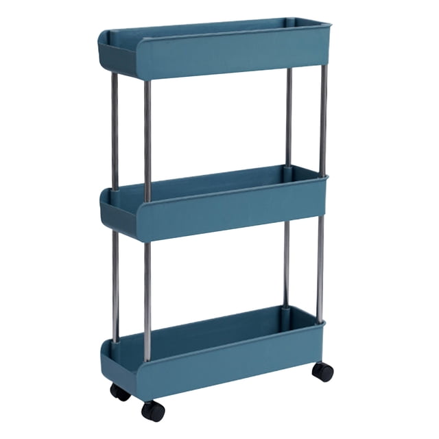 Chariot Utilitaire à 3 Niveaux avec Roues, Crochet Suspendu, Étagères de Rangement Multifonctionnelles, Organisation, Étagère Portative Autoportante, Chariot de Service, Chariot pour Cuisine, Salle de Bain, Bureau