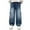 Blue, variant on Teen Casual Straight Wide Leg Cargo Jeans Ribbed Elastic Waist Cotton Pants for Kids for Men Women Y2k Skater Vintage Plain Pants,B-Black 120