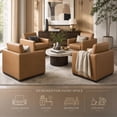 thumbnail image 6 of CHITA Swivel Accent Chairs for Living Room, Comfortable Arm Chairs for Bedroom, Faux Leather in Camel, 6 of 15