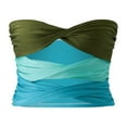 thumbnail image 1 of Femmes Été Mini Clubwear Bandeau Froncé Coloré Patchwork Tube Tops, 1 of 9