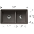 thumbnail image 3 of BLANCO PRECIS 1.75 Cinder Low Divide Undermount Sink, 3 of 7