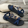 thumbnail image 7 of HAOTAGS Women's Flats Sandals,PU Leather Dressy T-Strap Sandals for Summer Beach Blue 9, 7 of 7