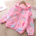 thumbnail image 3 of Chaqueta para niñas de 2 a 9 años, abrigo rompevientos con capucha informal de primavera para niñas, ropa de abrigo para niños con dibujos animados bonitos, 3 of 5
