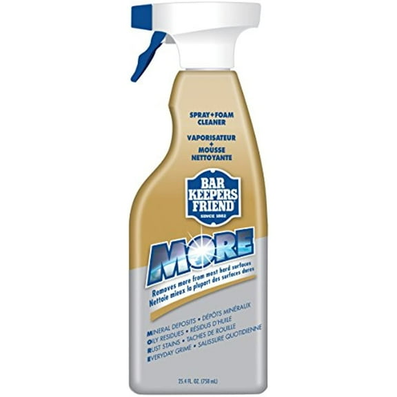 Bar Keepers Friend More Spray   Foam (25.4 Oz - English/French) - Multipurpose Cleanser And Rust Stain Remover - For Countertops, Sinks, Bathtubs, Showers, Fixtures, Tile, Outdoor Grills, And More