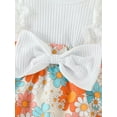 thumbnail image 6 of Infant Baby Girls Patchwork Jumpsuit, Flower Print Lace Sleeveless Round Neck Front Bowknot Romper + Headband, 6 of 8