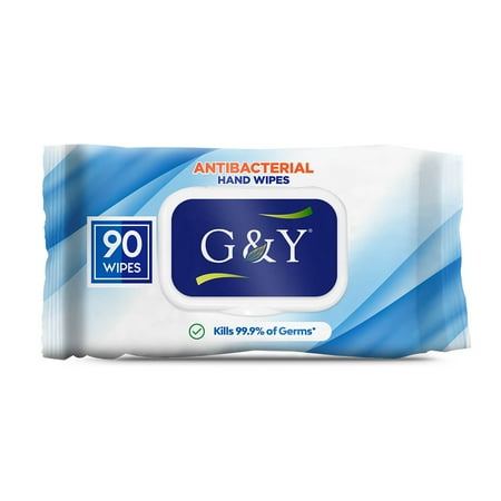 G&Y Antibacterial Hand Wipes 90 Sheet 12 Pack (1080 WIPES TOTAL)