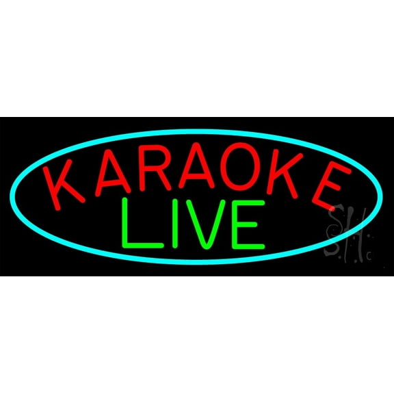 Cursive Karaoke Live LED Neon Sign 10" Tall x 24" Wide - inches Black Square Cut Acrylic Backing, with Dimmer - Premium built indoor Sign for Studio, Club, Home décor, Event, Workshop, Storefront.