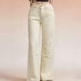 thumbnail image 2 of LWavelet Women High Waisted Wide Leg Jeans Off White Washed Minimalist Denim Pants Loose Fit Casual Daily Wear Jeans Beige S, 2 of 4