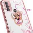 thumbnail image 2 of nancheng Case for Moto G Power 2022/Moto G Pure 6.5" Luxury Cute Glitter Soft TPU Cover for Girls Women with Kickstand Lanyard Shockproof Protective Phone Case - Rose Butterfly, 2 of 5