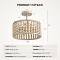 thumbnail image 2 of HOOMEDELIER Wood Beaded Ceiling Light, Boho Farmhouse Chandelier Lighting Fixture, 2-Light Semi Flush Mount Ceiling Lamp for Bedroom, 2 of 7