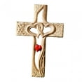 thumbnail image 2 of Cruz de madera tallada espiritualidad con corazones huecos entrelazados cruz de amor de madera decorativa para cumpleaños día de la madre pareja , Estándar de madera, 2 of 8