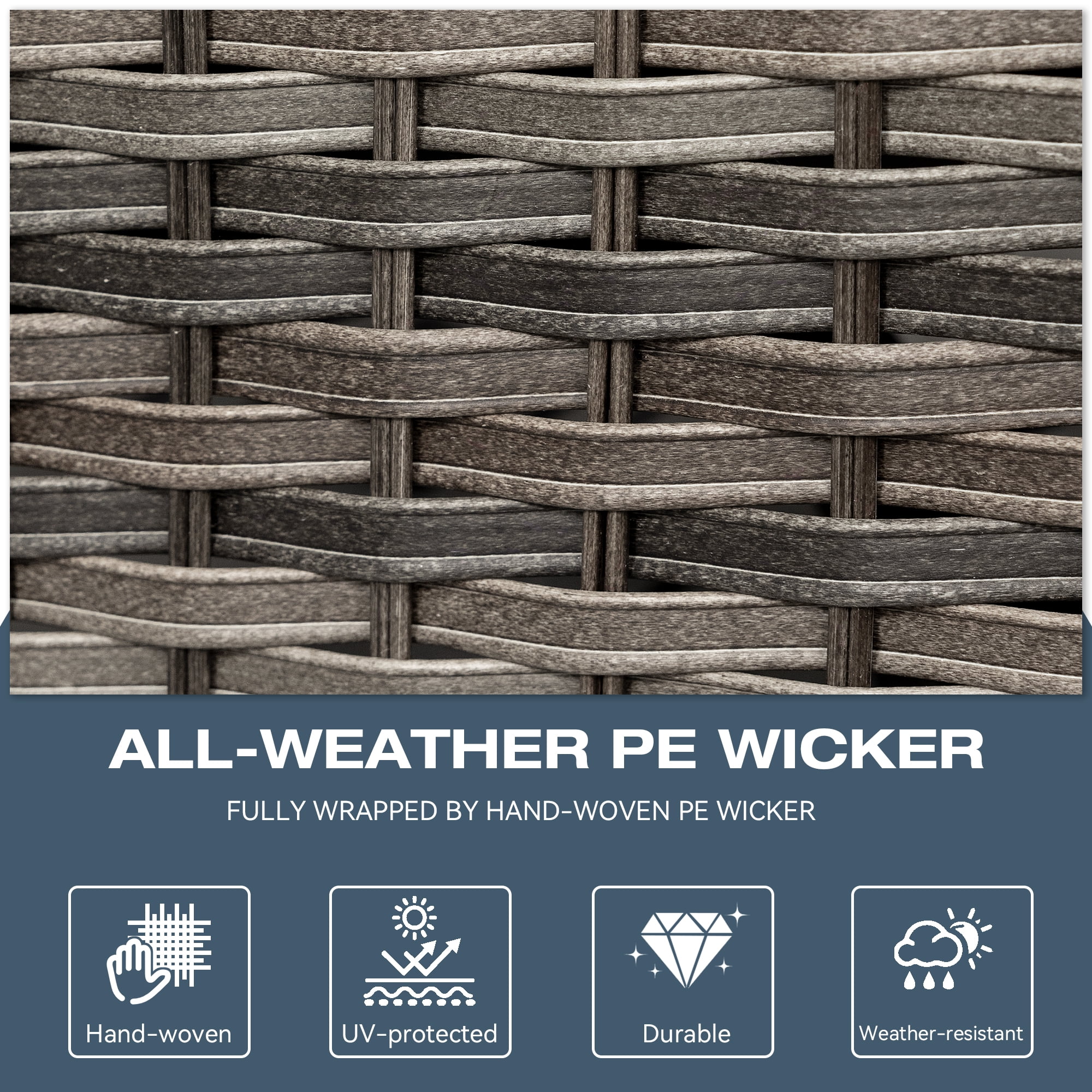 MeetLeisure Outdoor Wicker Coffee Table - Patio PE Rattan Coffee Table with Storage Room Suitable for Patio Deck Garden Porch, Brown