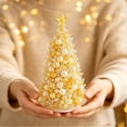 thumbnail image 5 of DIY Beaded Christmas Tree Kit, Sparkling Holiday Craft Set with Pearls, Crystals & Beads, Handmade Christmas Decoration for Adults, Yellow, 5 of 6