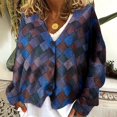 thumbnail image 2 of Kaondbfi Women's Sweater Coat, Casual Fashion Single Breasted Plaid Printed Long Sleeved Cardigan Loose V Neck Jacket Winter Clothing for Women, 2 of 7