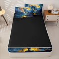 thumbnail image 4 of Manfei Golden Moon Zipper Full Size Comforter Sets with Fitted Sheet and 2 Pillowcases,White Wolf Pattern Zipper Bedding Set,Black Reversible,4pcs, 4 of 8