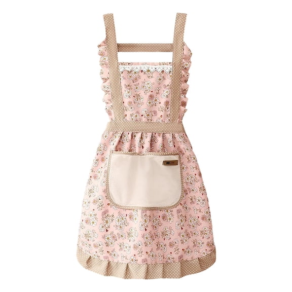 Vintage Aprons for Women with Pockets Waterproof Floral Kitchen Cooking Aprons Cotton Adjustable for Cooking Painting Baking