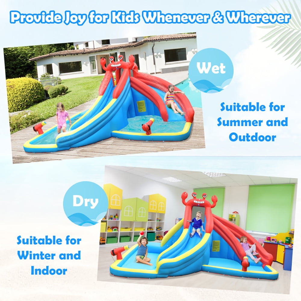 Aimee Lii Inflatable Water Slide Bounce House with Water Cannon with 750W Blower, Playhouse for Kids Outdoor