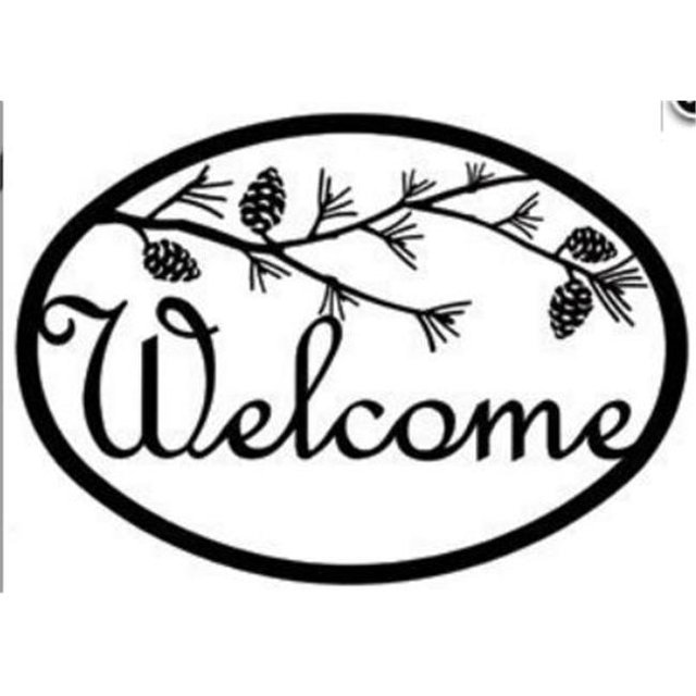 Village Wrought Iron WEL-232 Medium Pinecone Welcome Sign - Black