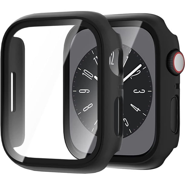 Case for Apple Watch Series 8 45mm & Series 7 45mm with Screen Protector, 2 Pack HD Ultra-Thin Full Coverage Hard PC Bumper Cover for iWatch 8 7 45mm Accessories, Black Titanium+Black Titanium
