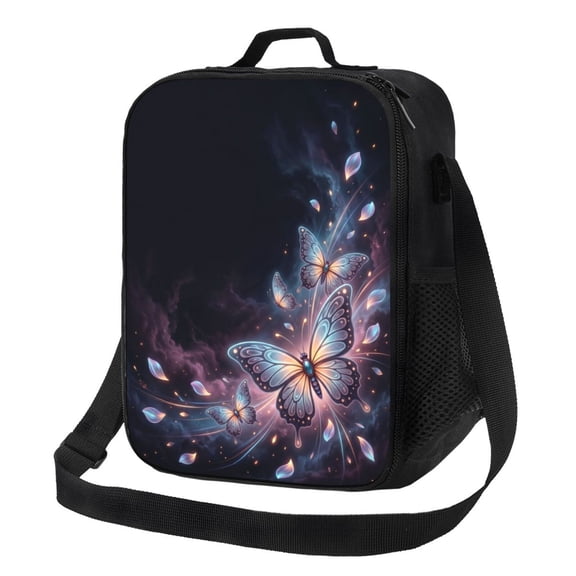 Butterfly Insulated Lunch Bag For Women Boho Ethnic Reusable Lunch Tote Therma Cooler Bag With Shoulder Strap Lunch Box For Work Office Picnic Meal Prep Bag