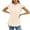 Beige, variant on Fesfesfes Essentials Shirt Fashion Casual Women's Solid Short Sleeve Round-neck Fold T-shrit Top Blouse Short Sleeve Shirt M(US:6)