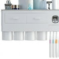thumbnail image 4 of Soporte de pared para cepillos de dientes, estante de almacenamiento para el baño con absorción magnética multifunción, dispensador de pasta de dientes con cajón, 4 of 5