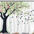 thumbnail image 1 of Rideau de Douche Blanc Élégant avec Grand Design d'Arbre et Fleurs Roses, 1 of 4