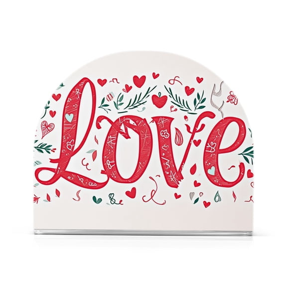 Valentine's Day Love Leaves Napkin Holder for Table Clear Napkin Stand Paper Holder Acrylic Organizer Dispenser Napkins for Dinner Kitchen Restaurant Room