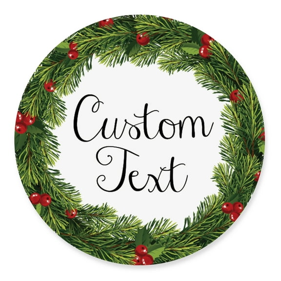 Darling Souvenir MADE WITH LOVEChristmas Wreath Theme - 2" CustomStickersPremium 80 Self-AdhesiveRoundLabels- Personalized Christmas Party FavorStickers/RoundEnvelope Seal