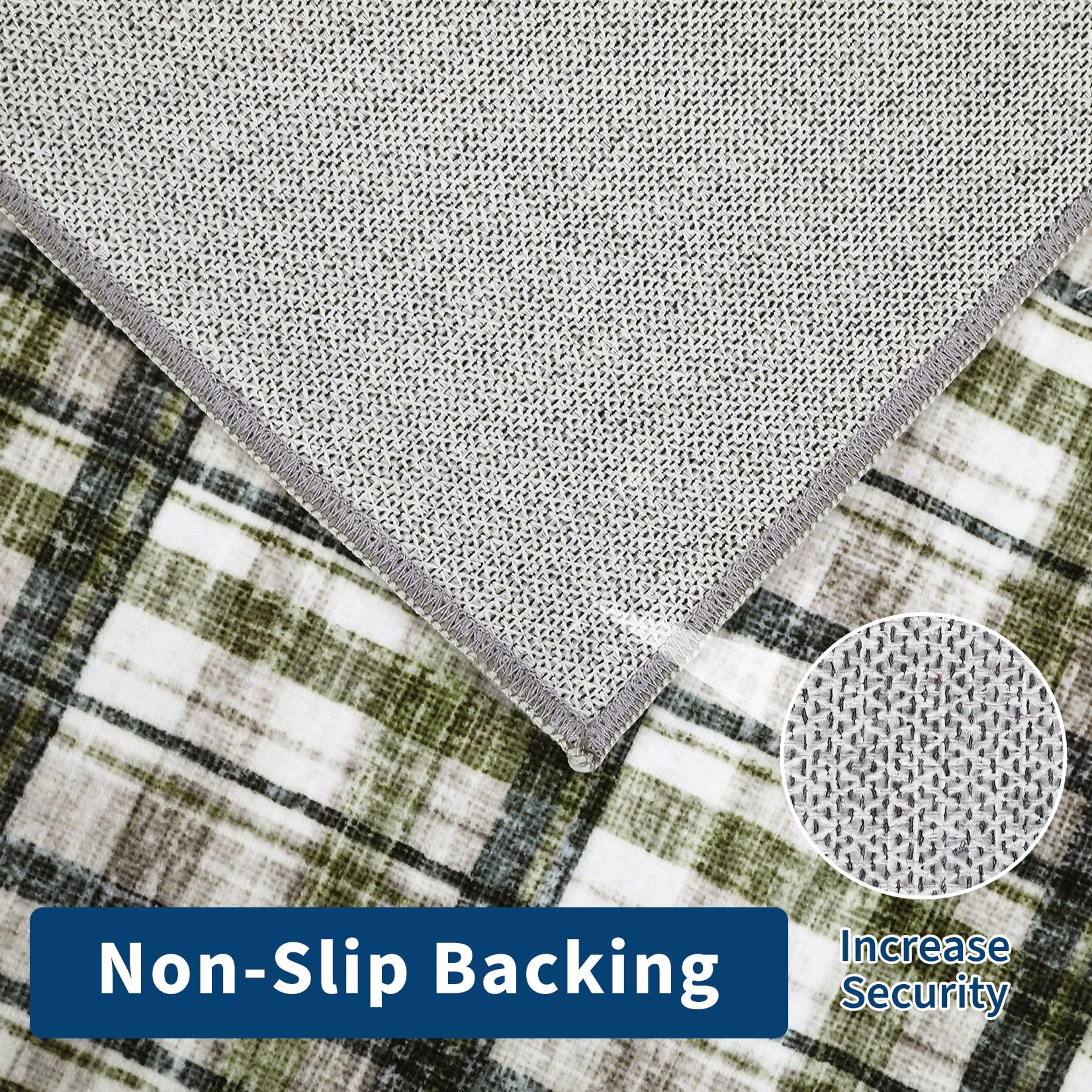 FairOnly 5'x7'Modern Geometric Plaid Non Slip Area Rug British Style Machine Washable Soft Non Shedding Rug for Living Room Bedroom,Green
