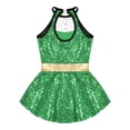 thumbnail image 5 of TiaoBug Kids Girls Christmas Costume Sequin Sleeveless Jumpsuit Figure Ice Skating Dance Leotard Dress Green 6, 5 of 7
