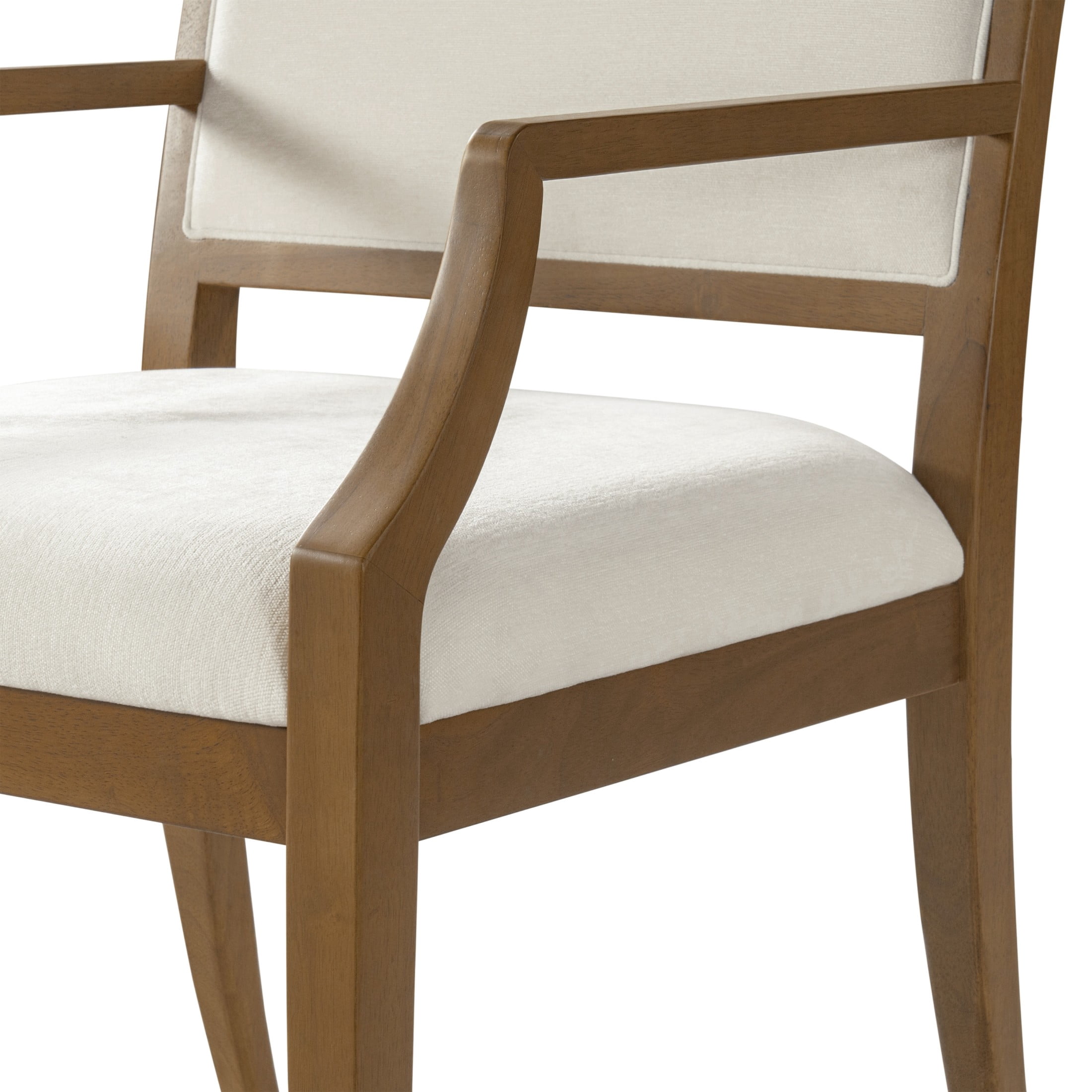 Christopher Knight Home Modern Upholstered Arm Dining Chairs, Rubberwood Frame, Beige+Walnut, Set of 6