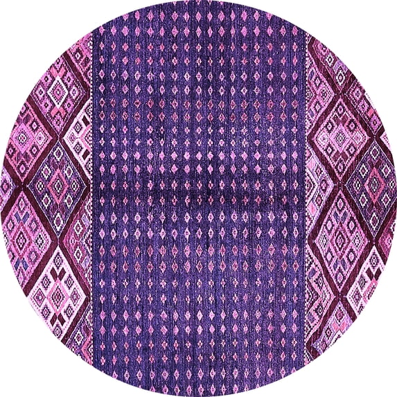 Ahgly Company Indoor Round Abstract Purple Modern Area Rugs, 3' Round
