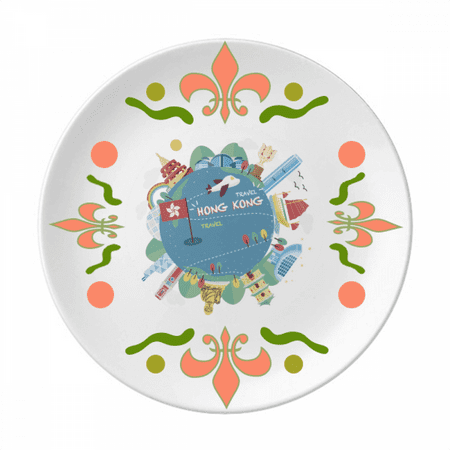 

I Love Hong Kong Famous Places Flower Ceramics Plate Tableware Dinner Dish