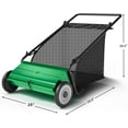 thumbnail image 7 of GARVEE Push Lawn Sweeper,21-inch Width Enhanced 4-Brush System Collector for Leaves & Grass,Strong Rubber Wheels & Heavy Duty Thickened Steel & 3.5 Cu. ft Hopper Bag,Black&Green, 7 of 7