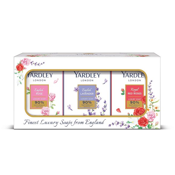 Yardley London English Lavender, English Rose, Royal Red Roses Savon de Luxe pour Femmes, 100 g (Lot de 6)