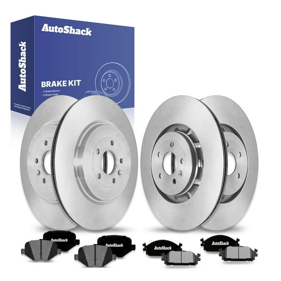 AutoShack Front Vented & Rear Vented Brake Rotors   Ceramic Pads 12-PC Brake Kit Replacement for 2018-2019 Ford Explorer 2012 Ford Flex 2015 Lincoln MKT