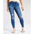 thumbnail image 1 of Celebrity Pink Juniors’ Curvy Mid-Rise Distressed Skinny Jeans, Blue, 5, 1 of 1