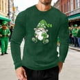 thumbnail image 2 of VBTAPA Chandails Gaufrés Thermiques pour Hommes, Col Rond à Manches Longues pour la Saint-Patrick, T-Shirts à Enfiler à Col Rond, Hauts en Tricot Texturé Doux, Vert Armée, TG, 2 of 6