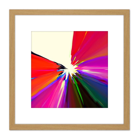 Abstract Pattern Design Colourful Floral Graphic 8X8 Inch Square Wooden Framed Wall Art Print Picture with Mount